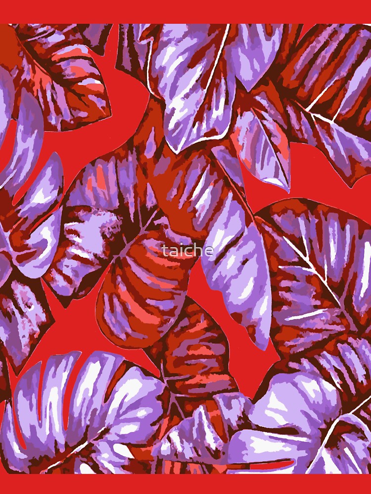 Tropical Leaves Of Banana and Monstera Blue Red Orange Cut Out by taiche
