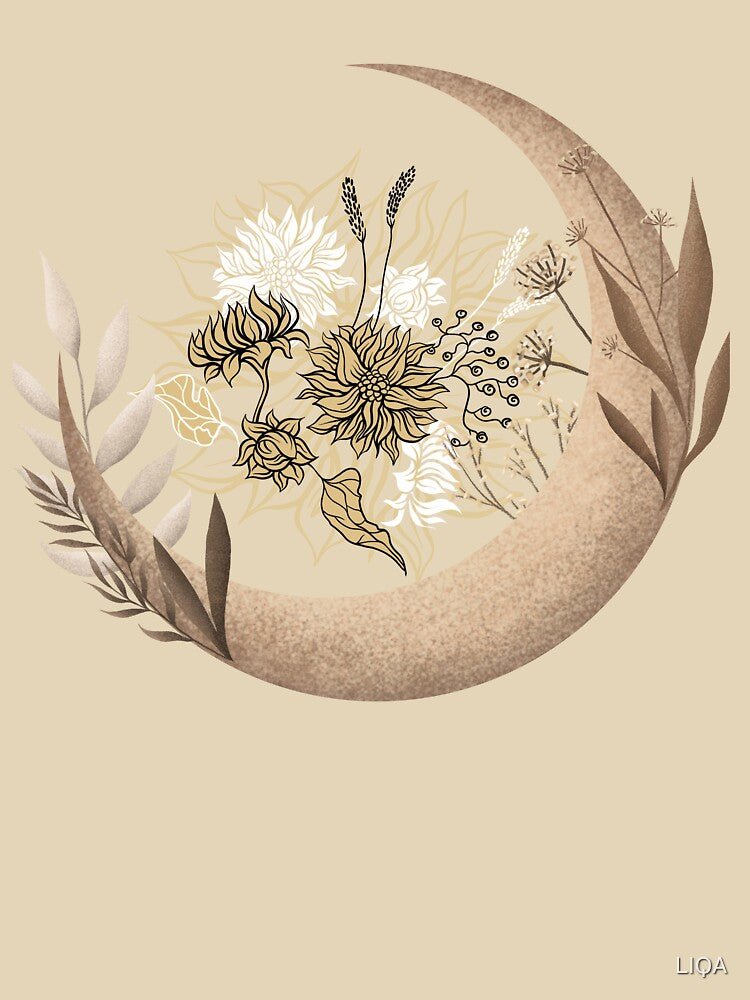 Floral Moon Shirt,Moon Lover Shirt , Moon Flower Shirt , Plant Lover Shirt, Mystical Shirt, Wildflower Shirt, Moon with Magic Flowers Shirt by LIQA