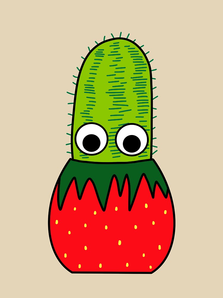 Cute Cactus Design #221: Cactus In Strawberry Pot by DreamCactus