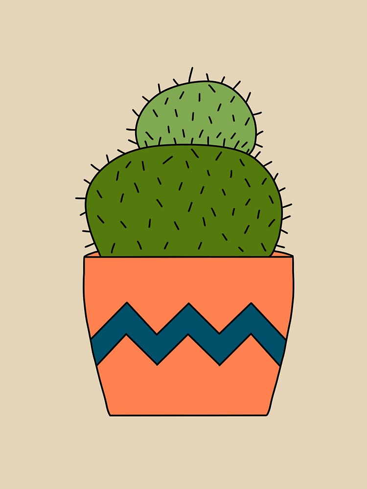 Cute Cactus Design #197: Round Cactus In Pot by DreamCactus