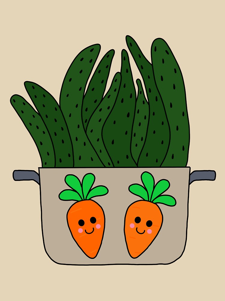 Cute Cactus Design #179: Succulent In Cooking Pot With Carrots by DreamCactus