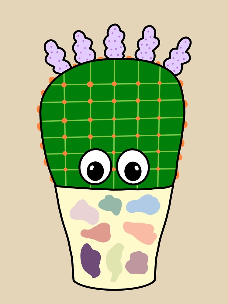 Cute Cactus Design #300: Prickly Pear In Nice Abstract Pot by DreamCactus
