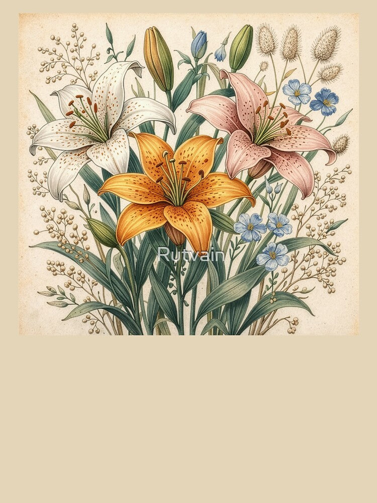 Vintage Lily Botanical Illustration by Rutvain