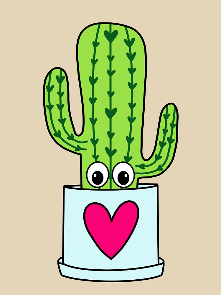 Cute Cactus Design #332: Cute Cactus In A Heart Pot by DreamCactus