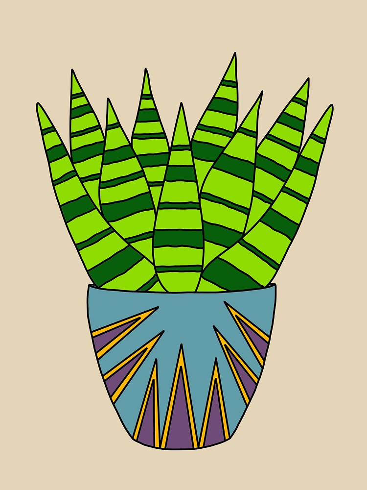 Cute Cactus Design #171: Succulent Bunch In A Triangle-Patterned Pot by DreamCactus