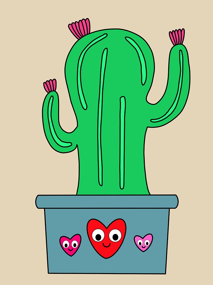 Cute Cactus Design #131: Cute Cactus In Pot With Hearts by DreamCactus