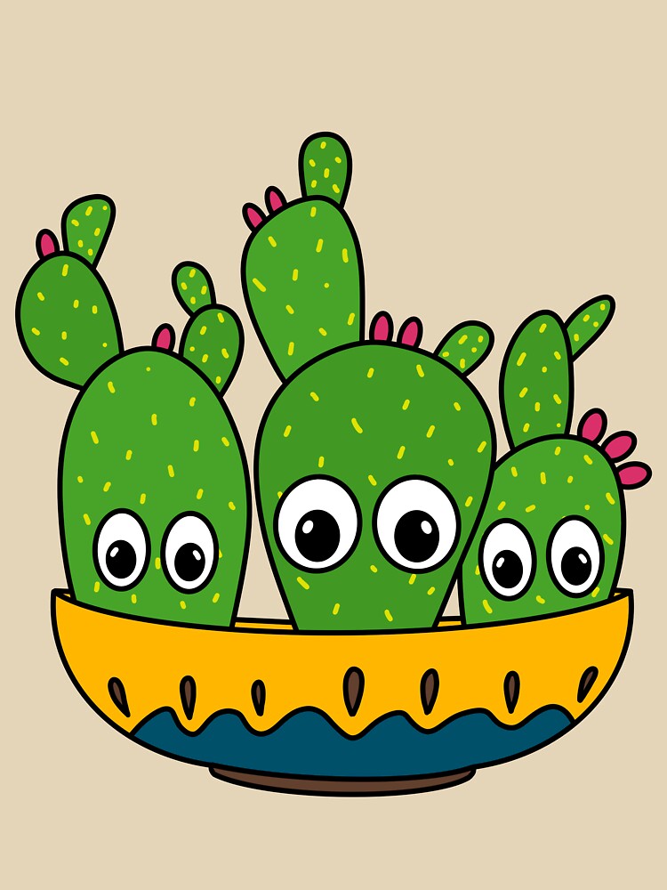 Cute Cactus Design #265: Cacti Bunch In A Bowl Planter by DreamCactus