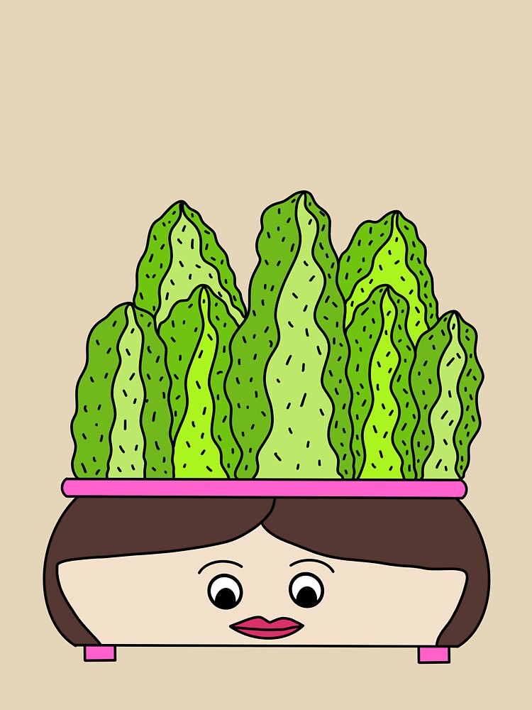 Cute Cactus Design #120: Cacti Growing Out Of A Cute Face Pot by DreamCactus