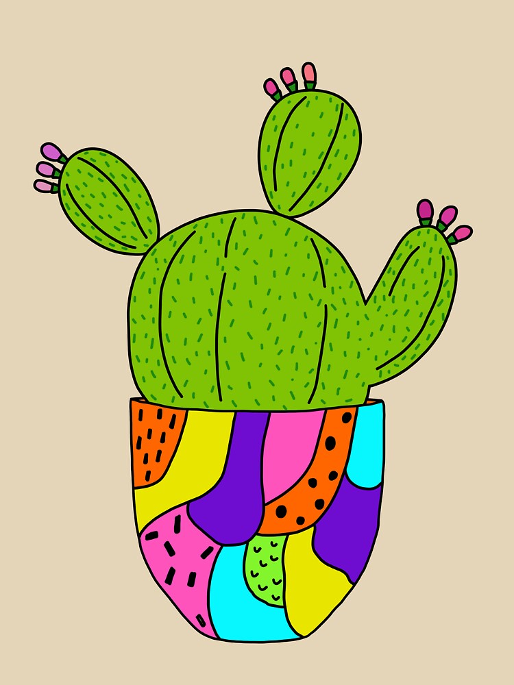 Cute Cactus Design #85: Super Colourful Cactus Pot by DreamCactus
