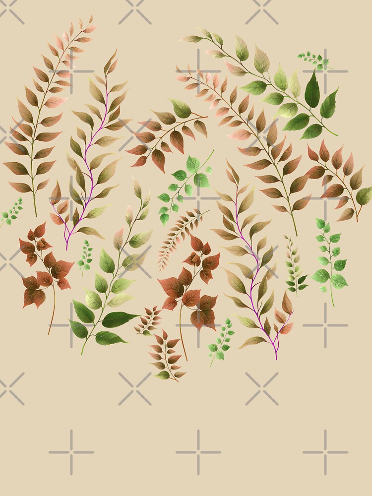 Greenery Botanical Print Brown and Green by SilverPegasus