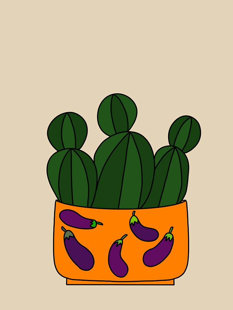 Cute Cactus Design #106: Eggplant Cactus Pot by DreamCactus