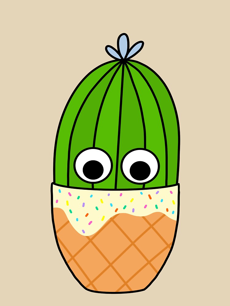 Cute Cactus Design #222: Cactus In Waffle Cone Pot by DreamCactus