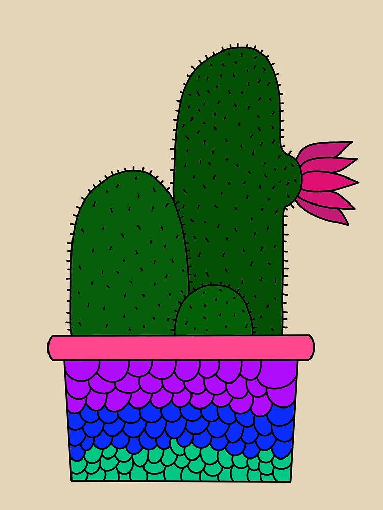 Cute Cactus Design #192: Cacti Bunch In Mermaid Scale Pot by DreamCactus