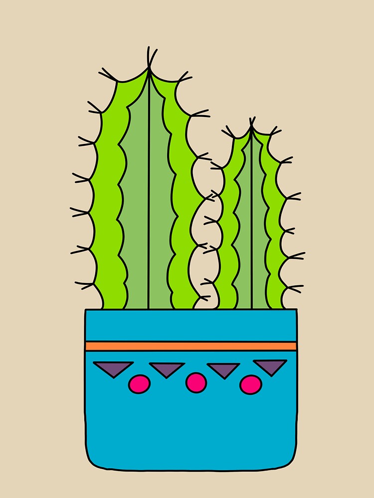 Cute Cactus Design #114: Big And Small Cacti In A Nice Blue Pot by DreamCactus