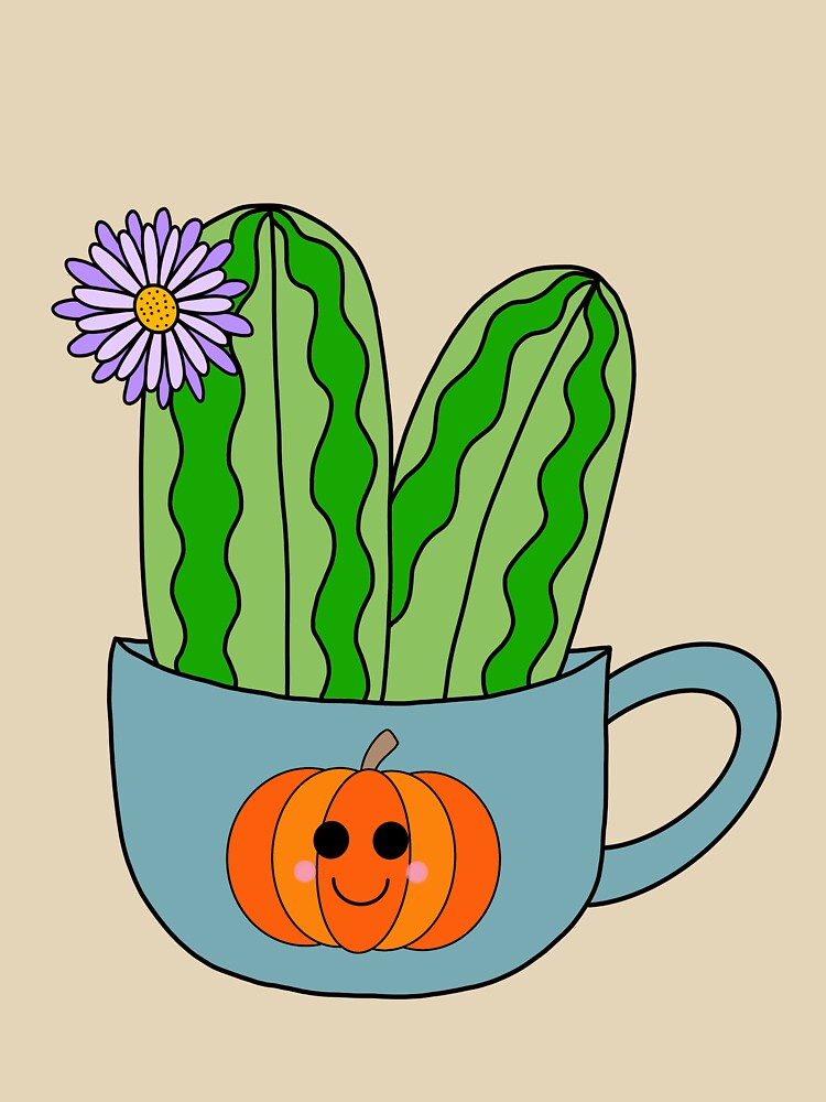 Cute Cactus Design #128: Cute Cacti With A Pretty Flower In Halloween Mug by DreamCactus