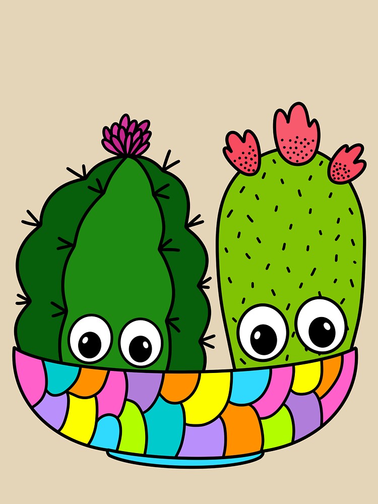 Cute Cactus Design #294: Pretty Cacti Arrangement In Colorful Bowl by DreamCactus