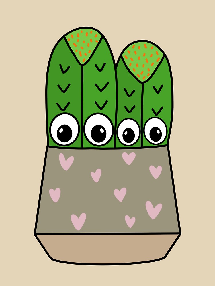 Cute Cactus Design #268: Cacti In Soft Hearts Pot by DreamCactus
