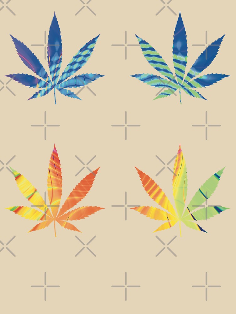 Psychedelic Colors Marijuana Leaf Pattern 4 Sticker Multipack Version 15 by YomeHayin