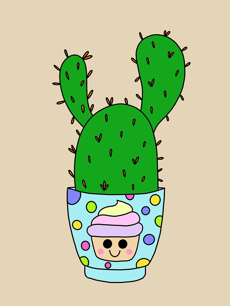 Cute Cactus Design #189: Angel Wings Cactus In Cupcake Pot by DreamCactus