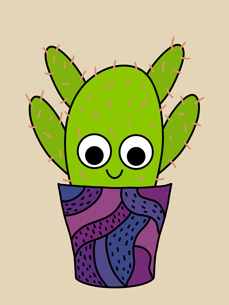 Cute Cactus Design #251: Thorny Cactus In Cute Pottery by DreamCactus