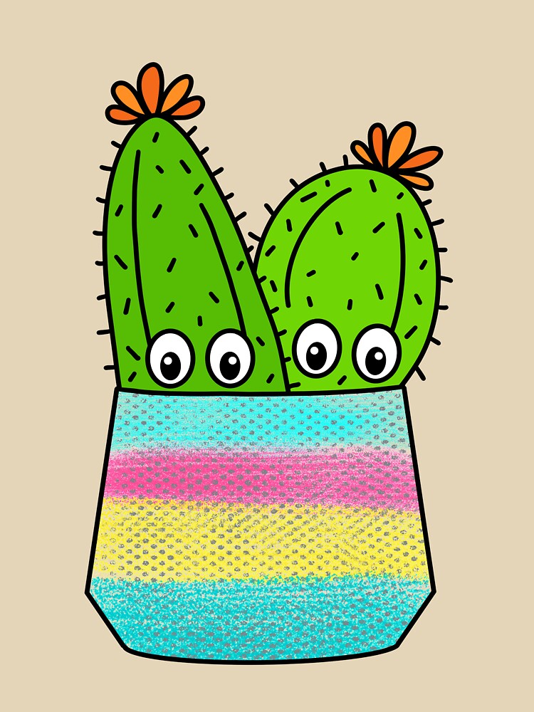 Cute Cactus Design #280: Cute Cacti In Spray Painted Pot by DreamCactus