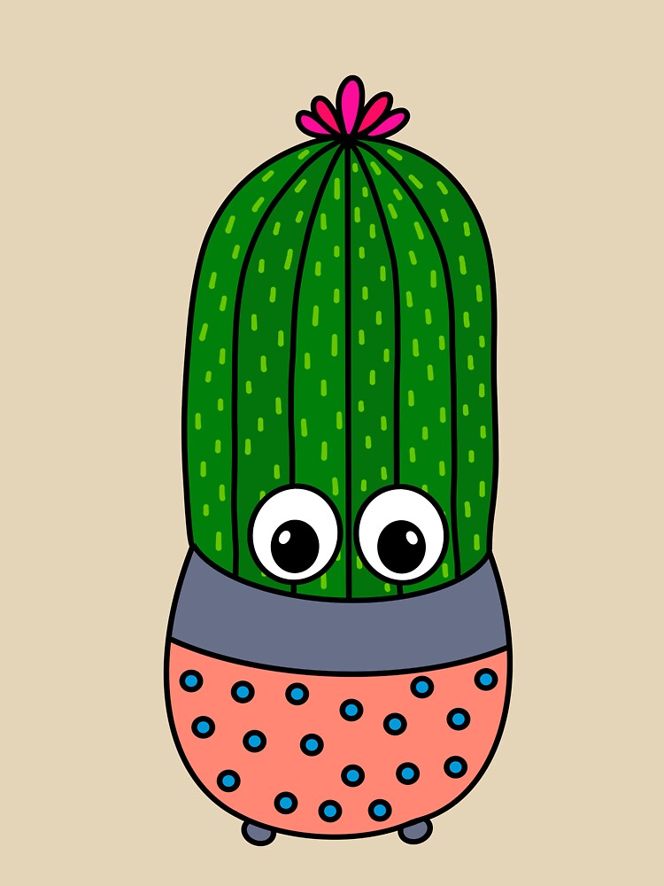 Cute Cactus Design #347: Potted Saguaro Cactus With A Cute Flower by DreamCactus