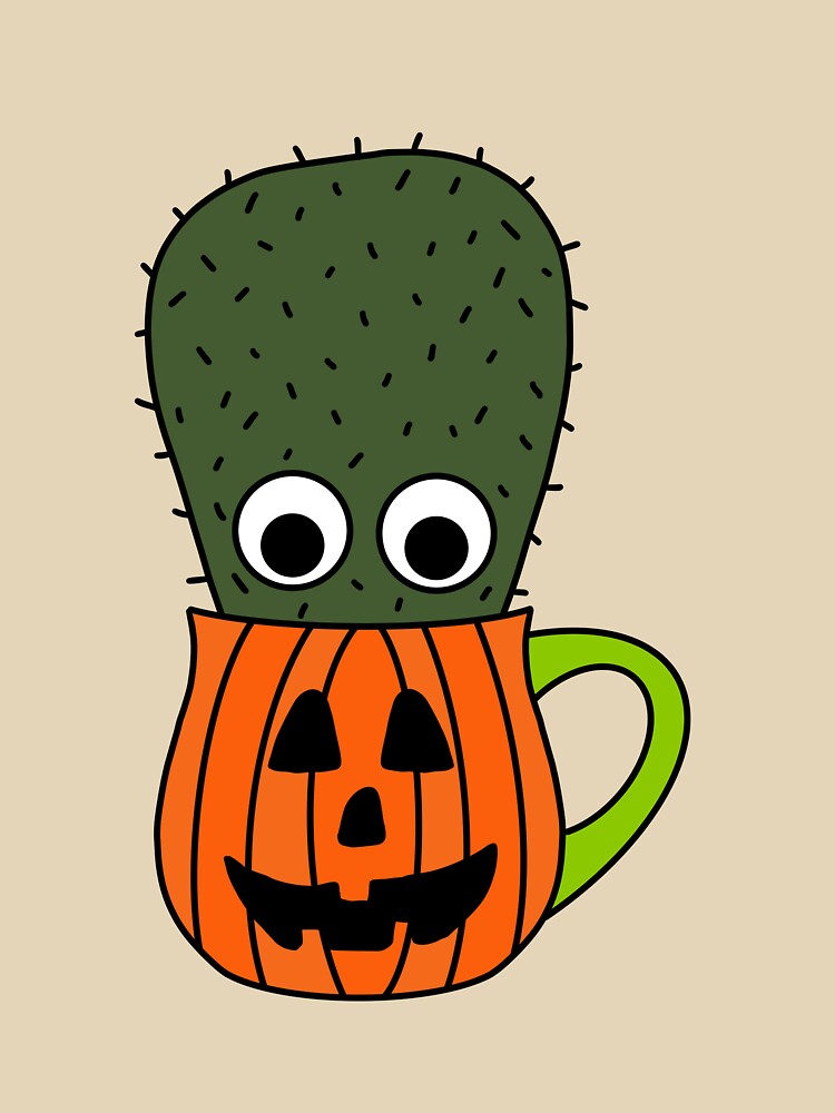 Cute Cactus Design #248: Small Cactus In Jack O Lantern Mug by DreamCactus