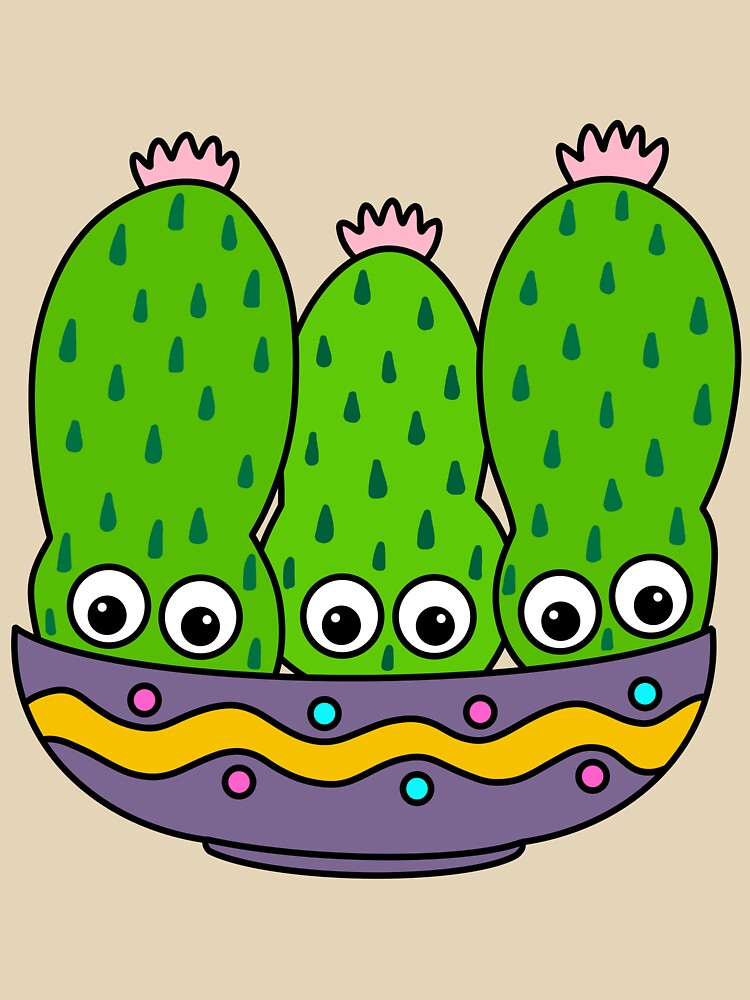 Cute Cactus Design #266: Cacti Bunch In Pretty Bowl by DreamCactus