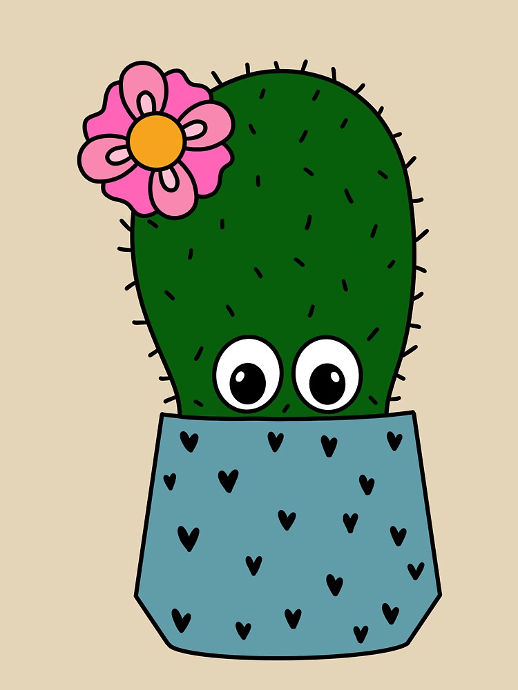 Cute Cactus Design #321: Cactus With A Pretty Flower by DreamCactus