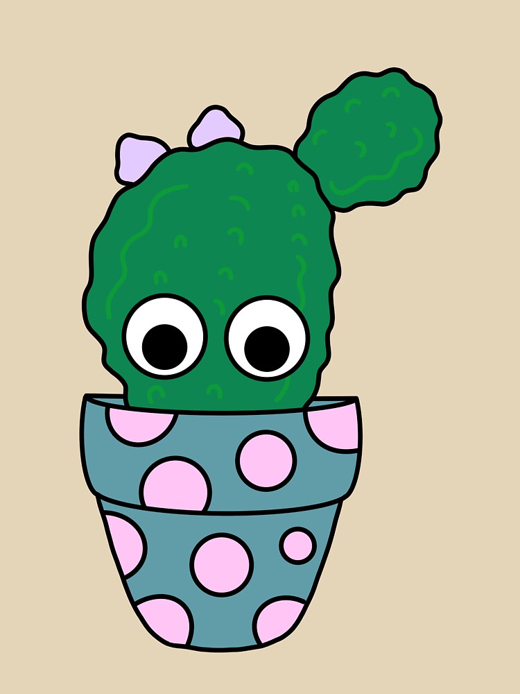Cute Cactus Design #220: Cactus In Painted Terra-cotta Pot by DreamCactus