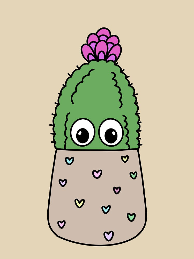 Cute Cactus Design #281: Cute Cactus In Dainty Heart Pot by DreamCactus