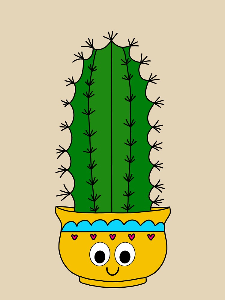 Cute Cactus Design #206: Spiky Cactus In Pretty Bright Pot by DreamCactus