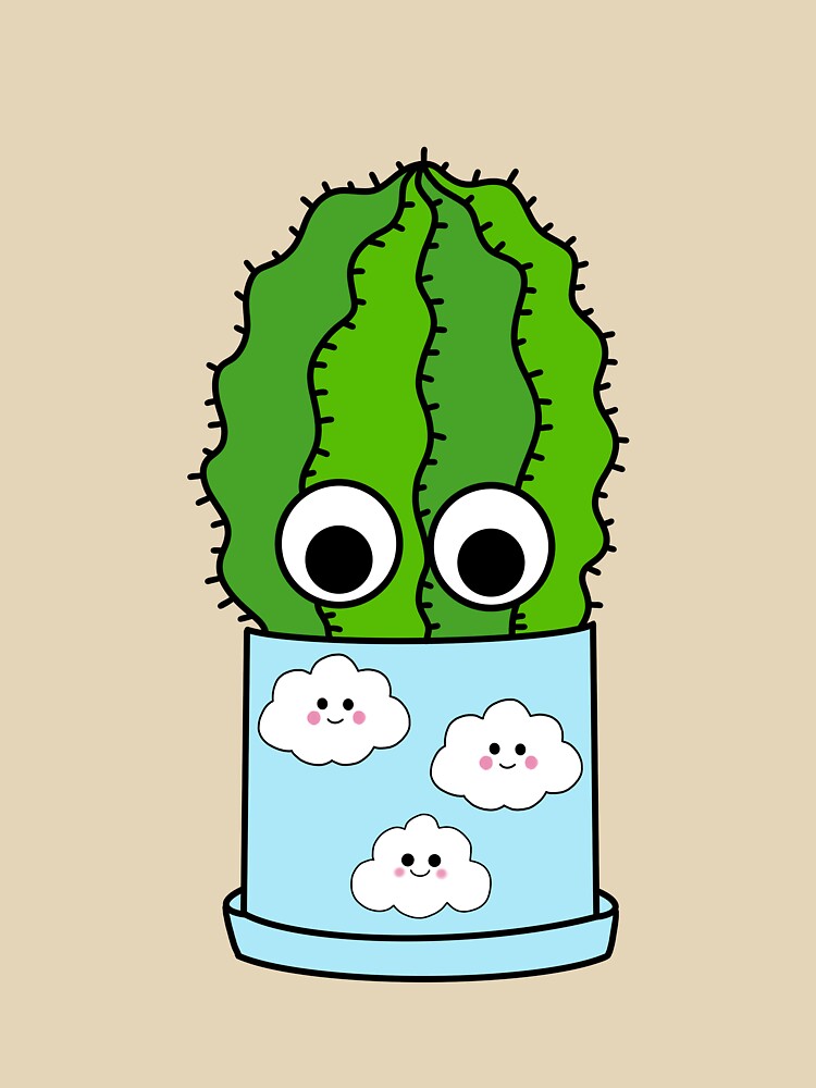 Cute Cactus Design #225: Chunky Cactus In Cute Cloudy Pot by DreamCactus