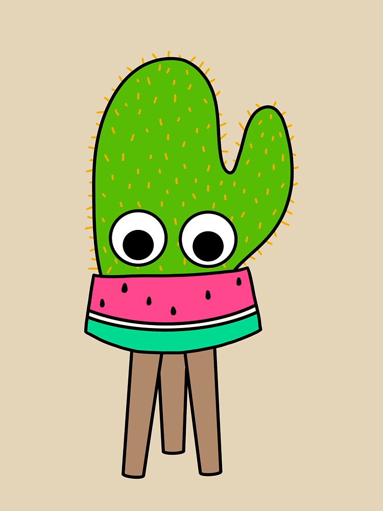 Cute Cactus Design #234: Cute Cactus In Watermelon Planter by DreamCactus