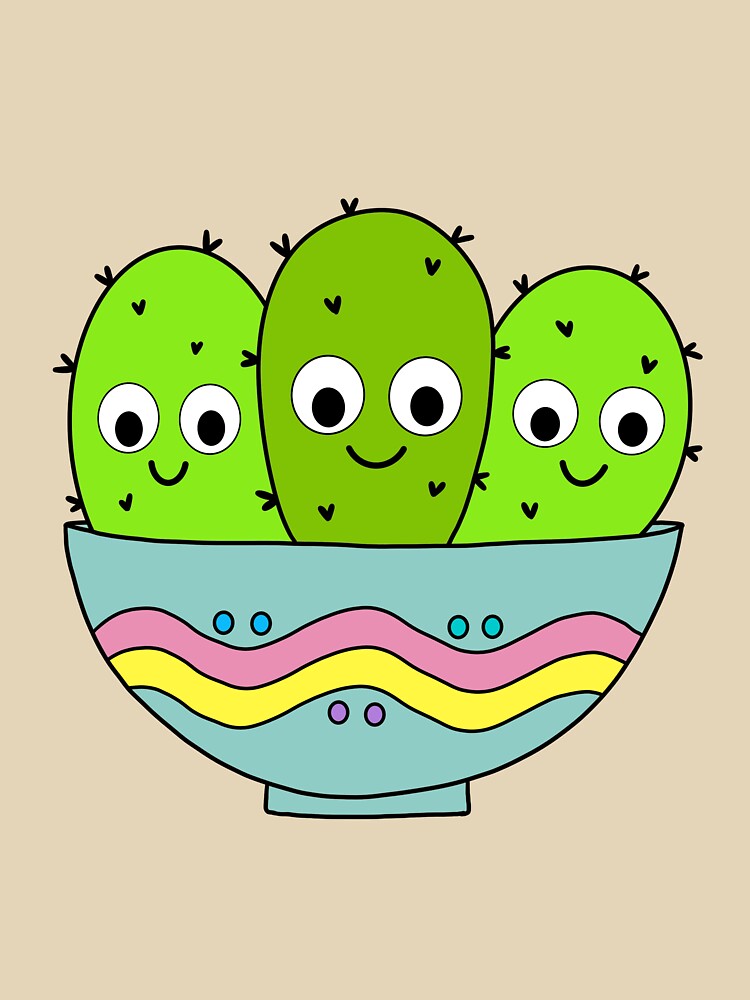 Cute Cactus Design #200: Cute Cacti Bunch In Pastel Bowl by DreamCactus