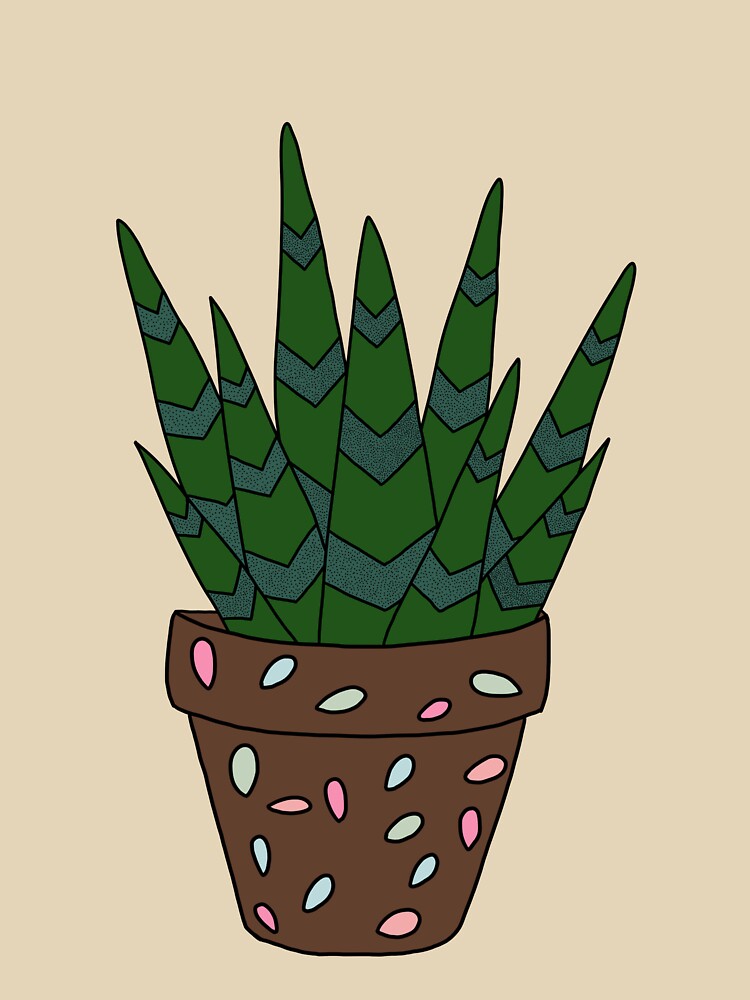 Cute Cactus Design #140: Haworthia Inspired Succulent In Terra-Cotta Pot by DreamCactus
