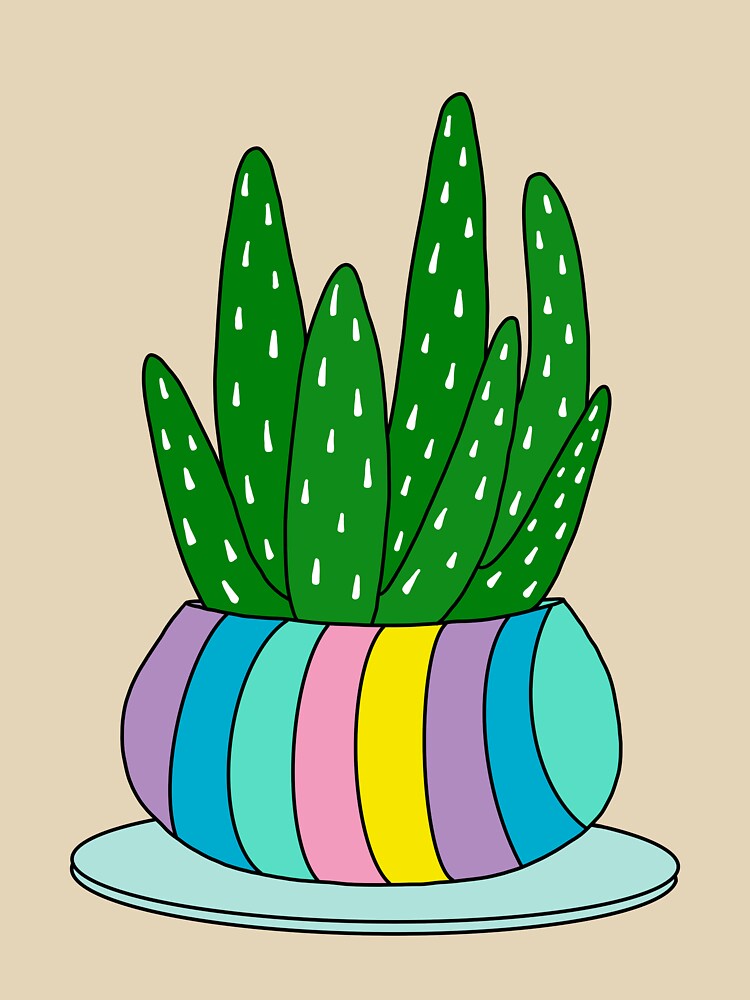 Cute Cactus Design #109: Aloe Vera Succulent In A Cute Candy Colored Pot by DreamCactus