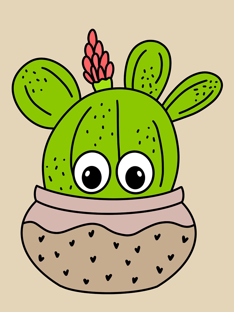 Cute Cactus Design #282: Cute Cactus With Flower In A Jar Planter by DreamCactus