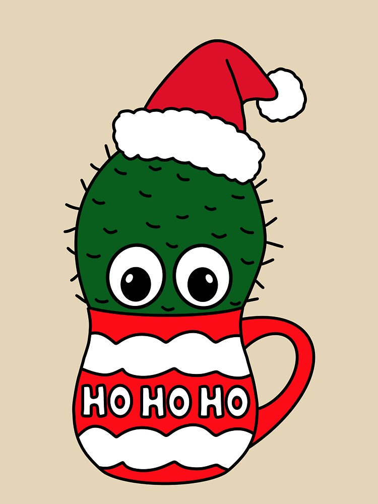 Cute Cactus Design #323: Cactus With A Santa Hat In A Christmas Mug by DreamCactus