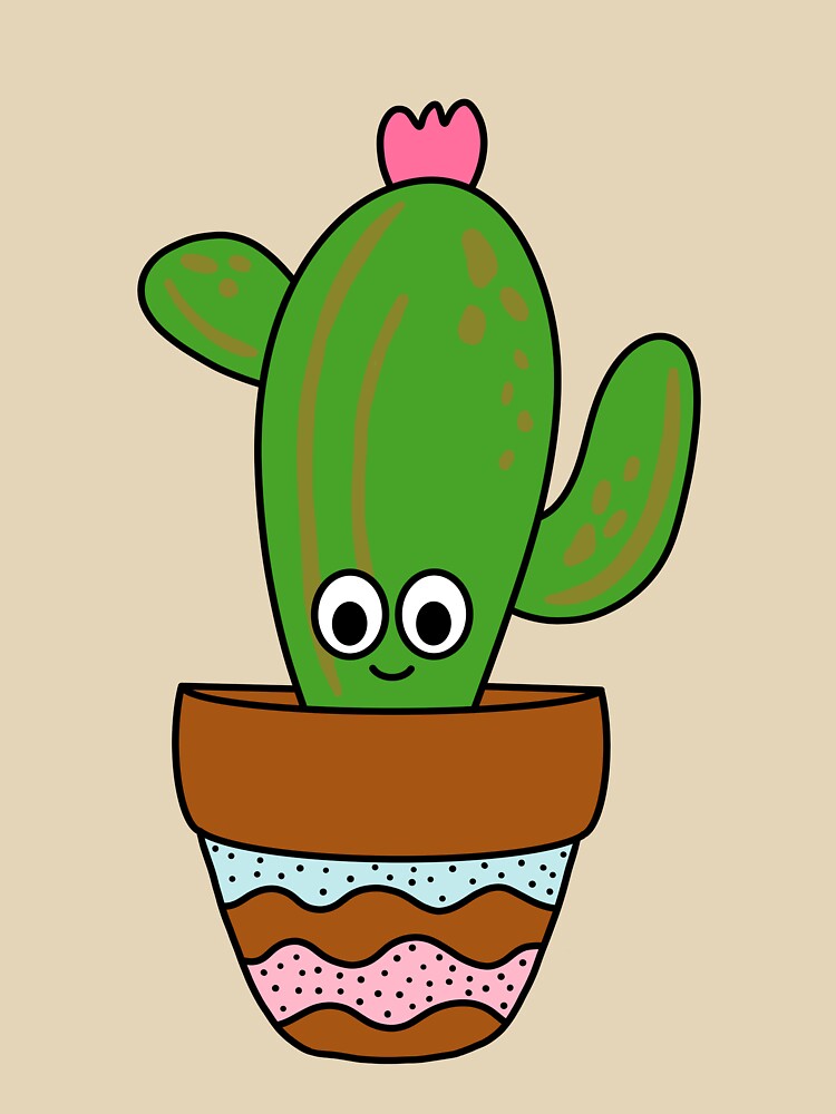 Cute Cactus Design #283: Cute Saguaro In Terra-cotta Pot by DreamCactus