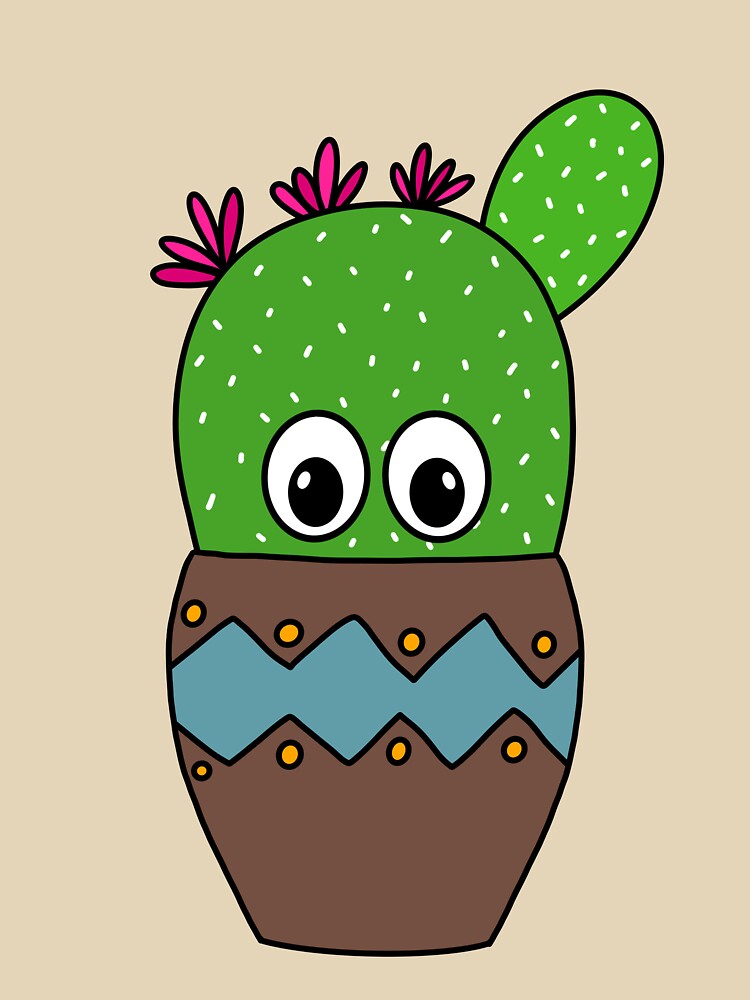Cute Cactus Design #328: Cute Beavers Tail Cactus In Earthen Pot by DreamCactus