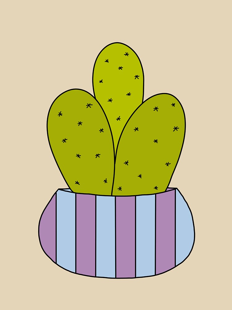 Cute Cactus Design #175: Cacti In A Striped Pot by DreamCactus