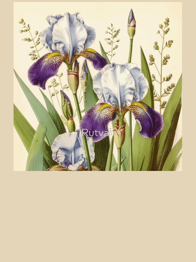 Vintage Iris Botanical Illustration by Rutvain
