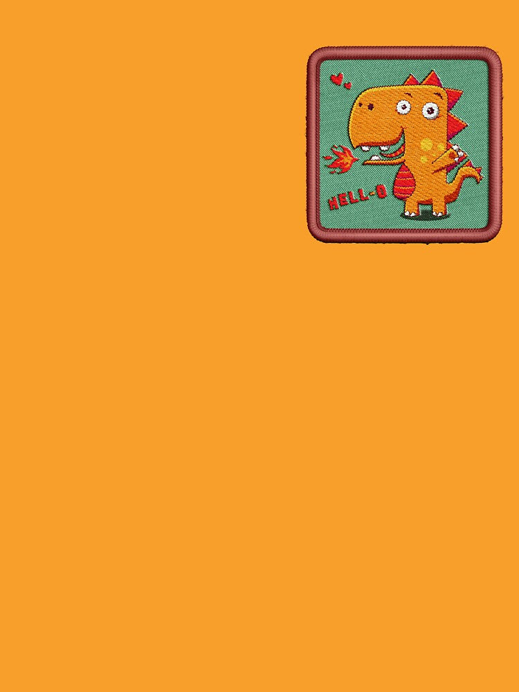cute cartoon dragon (funny dinosaur) - embroidery patch by hayrpictures