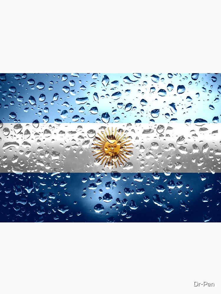 Flag of Argentina - Raindrops Metallic Metal Water Rain Car Bumper Flags Grunge by Dr-Pen
