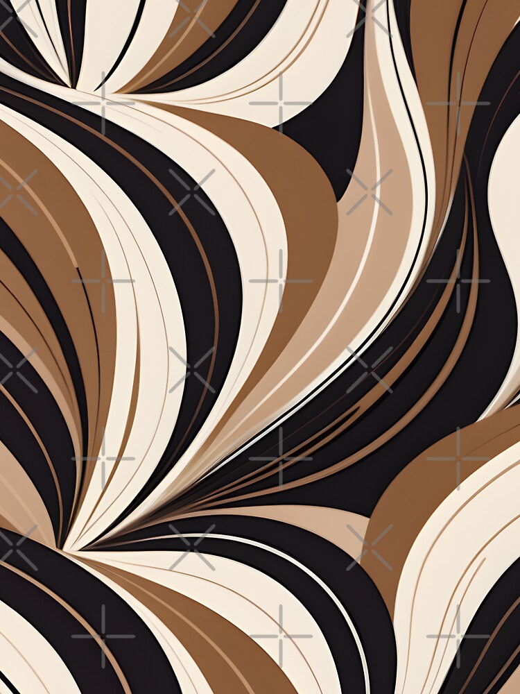 Mid Century Modern Abstract Botanical Chocolate Brown, Beige by Prints and Lifestyle