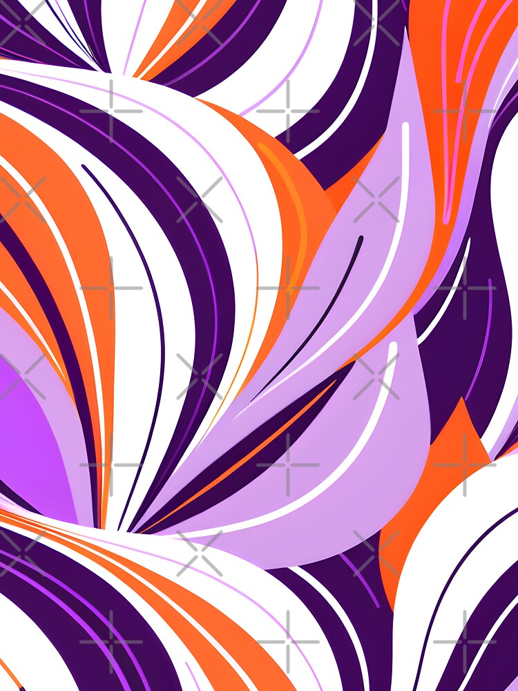 Mid Century Modern Abstract Botanical Tangerine, Lilac by Prints and Lifestyle
