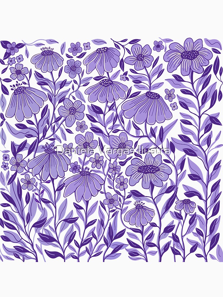 Violet Floral Pattern for Phone Cases, Curtains, Mugs, Home Decor, Stickers, Art Prints, Fabrics, and Tote Bags by Daniela Vargas Ilustra
