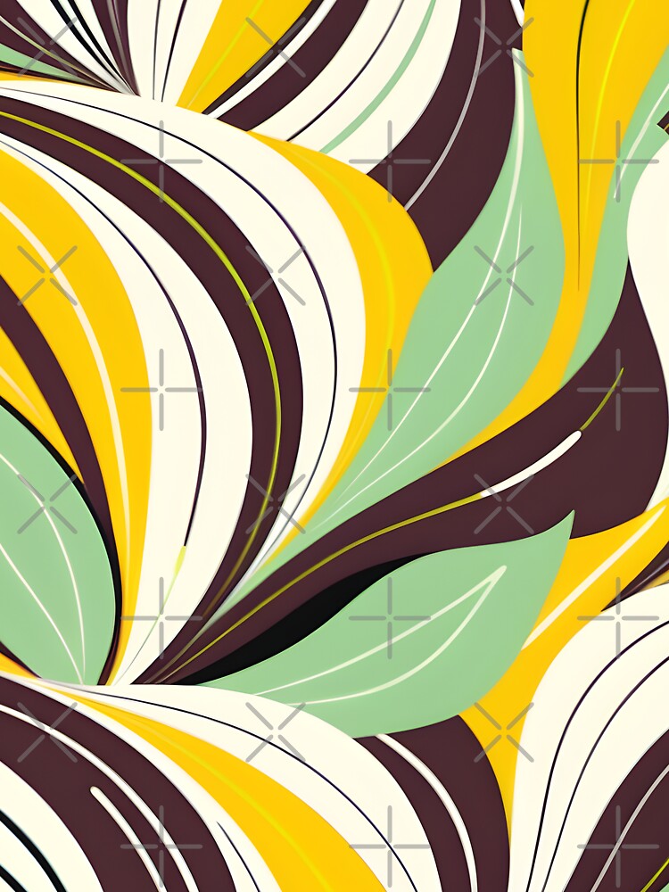 Mid Century Modern Abstract Botanical Lime, Cocoa Brown by Prints and Lifestyle