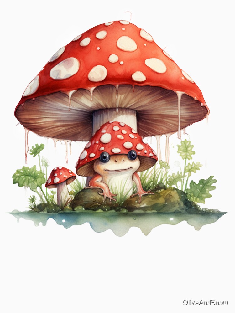 Crazy mushroom frog under mushroom umbrella cottagecore by OliveAndSnow